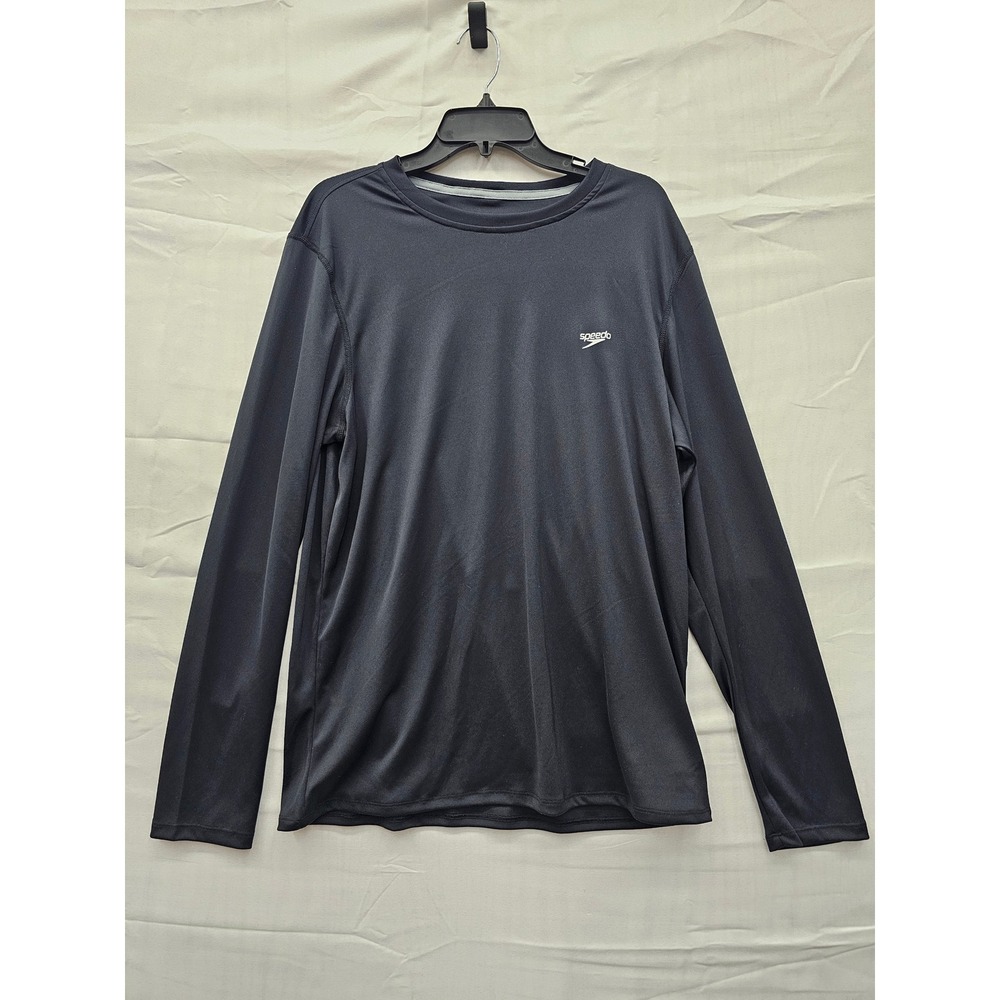 Speedo Mens Long Sleeve Rash Guard Swim Shirt Black Size Medium NWT 87748511001
